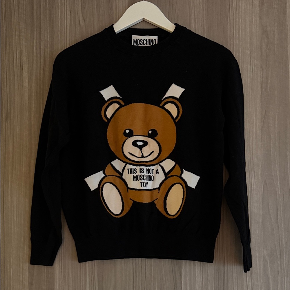 Moschino Black Sweater with Playful Bear Motif
